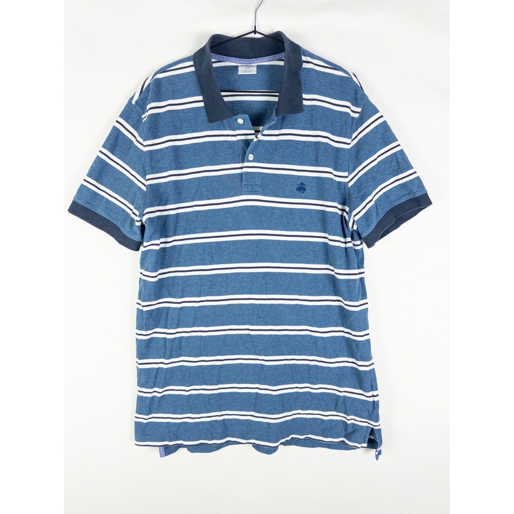 Brooks Brothers 1818 Performance Striped Polo Mens XL Blue Slim Fit Preppy Old M